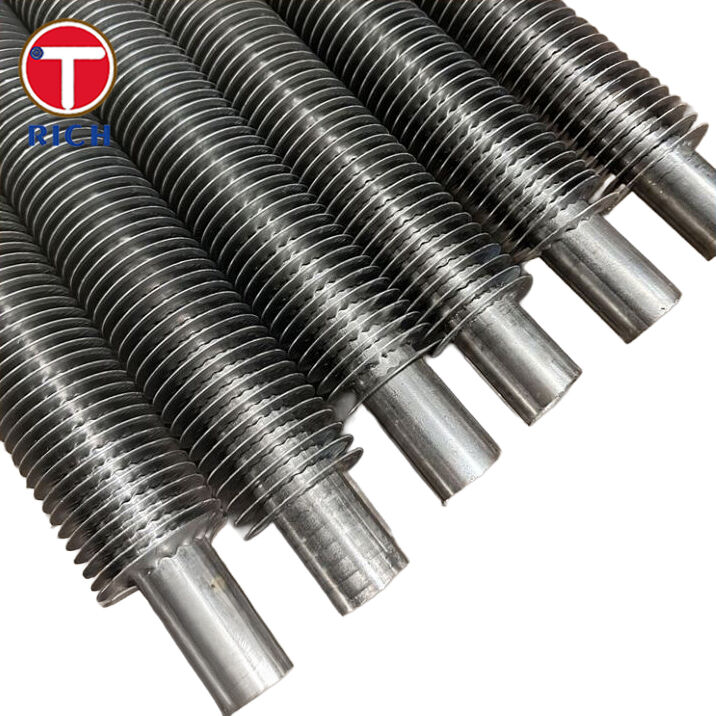 향상된 열 전달을 위한 열교환기용 합금강 L-형 풋 텐션 와운드 핀 튜브